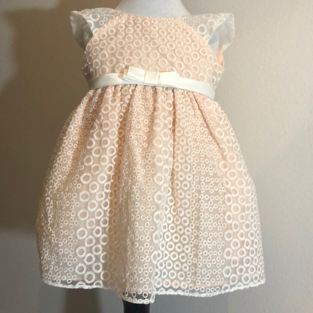 NWOT XL Sweet Kids Peach/Cream Embroidered Dress!
